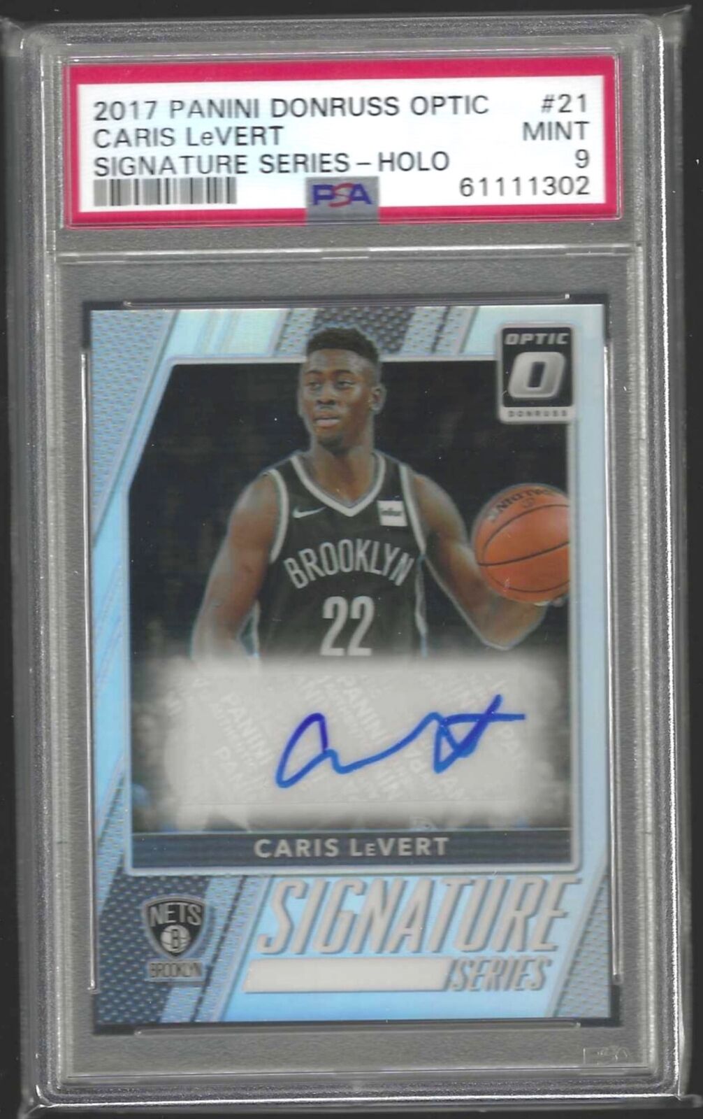 CARIS LEVERT 2017-18 PANINI DONRUSS OPTIC SILVER HOLO AUTO PSA 9 MINT POP 1/1