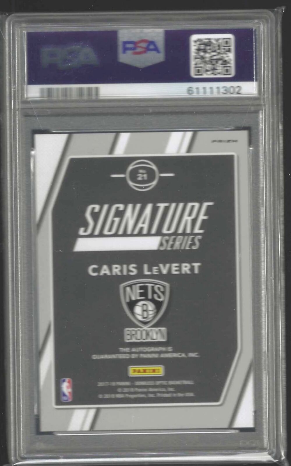 CARIS LEVERT 2017-18 PANINI DONRUSS OPTIC SILVER HOLO AUTO PSA 9 MINT POP 1/1