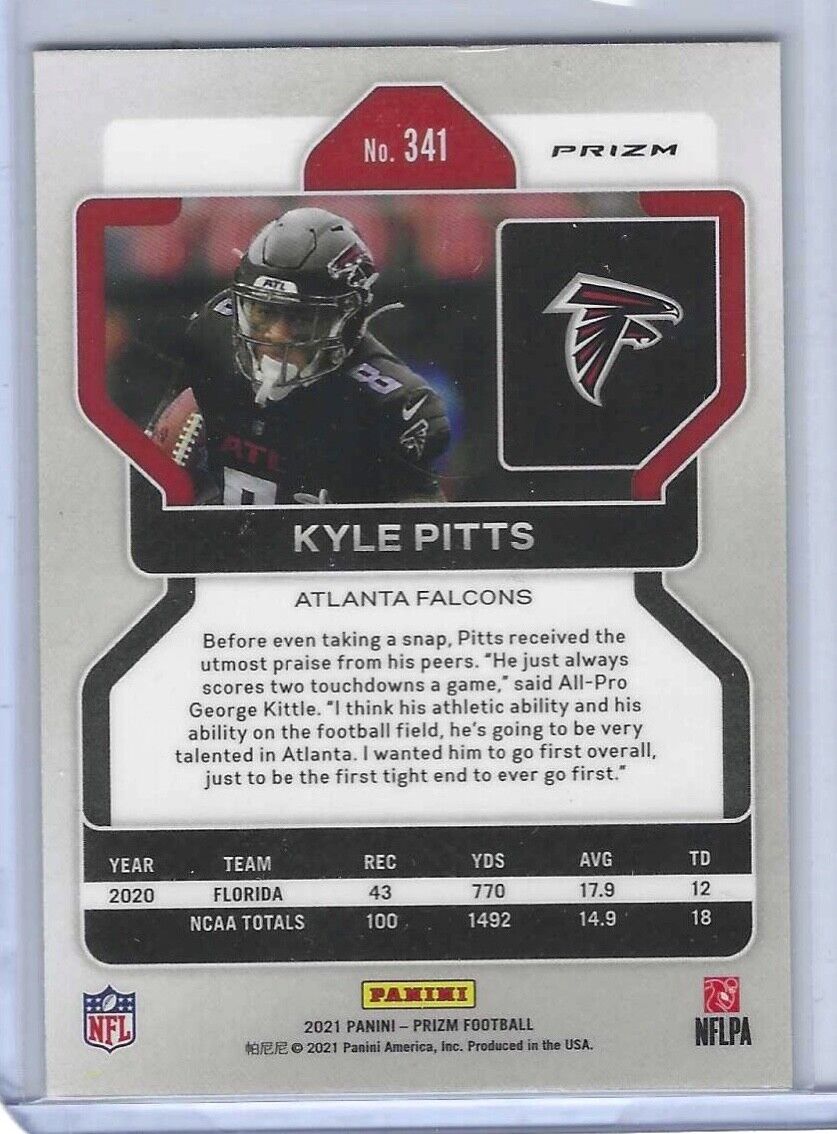 KYLE PITTS 2021 PANINI PRIZM GREEN PULSAR PRIZM ROOKIE RC #341