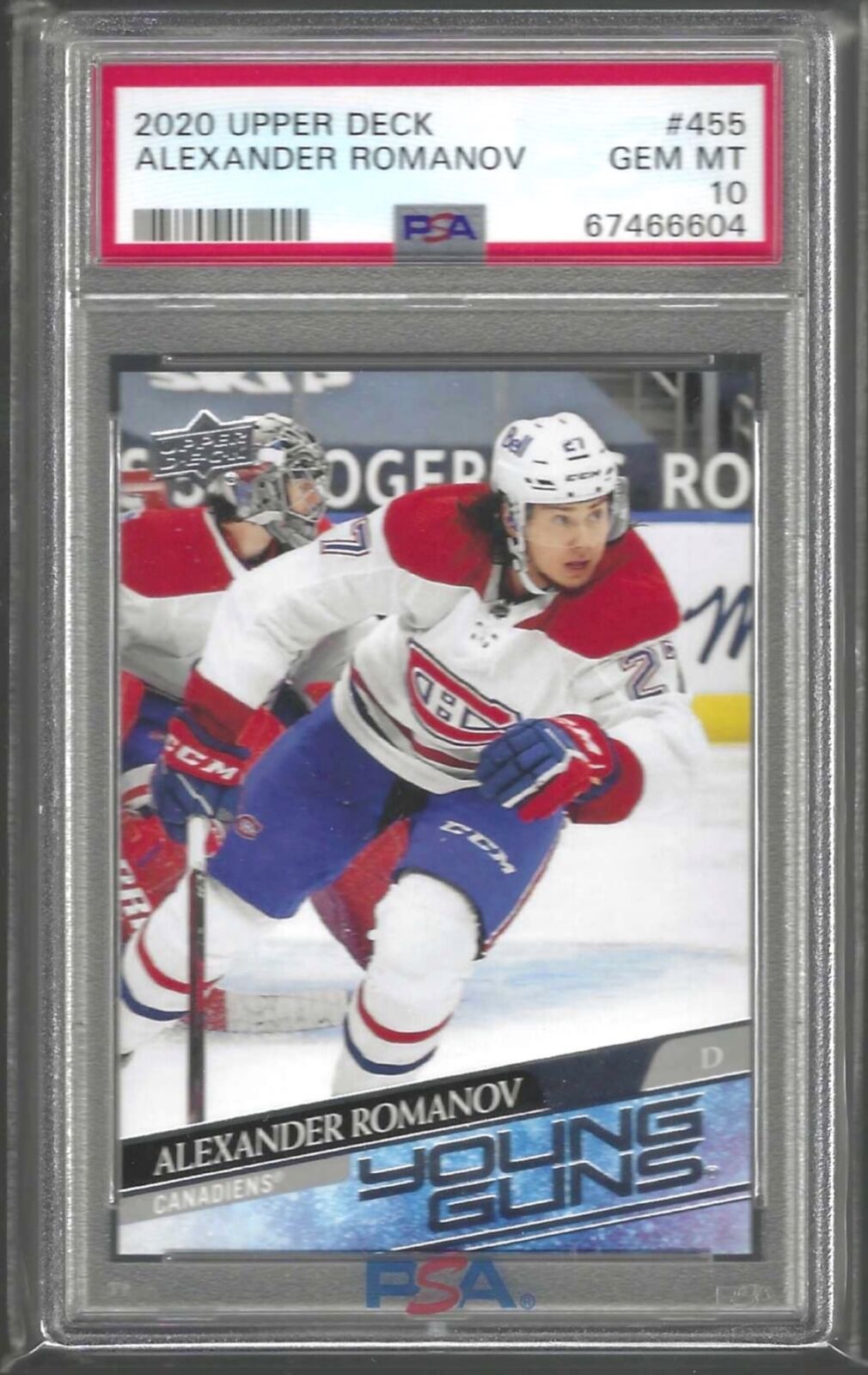 ALEXANDER ROMANOV 2020-21 UPPER DECK YOUNG GUNS ROOKIE RC #455 PSA 10 GEM MINT