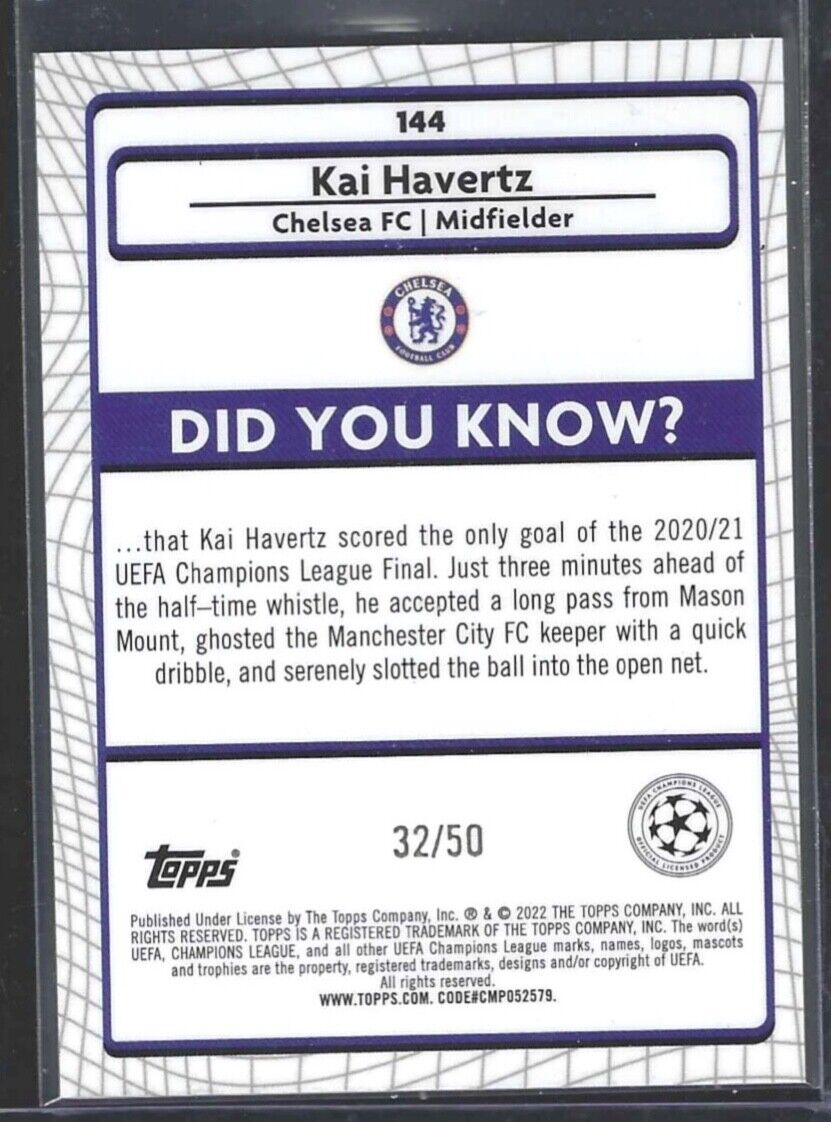 KAI HAVERTZ 2021-22 TOPPS MERLIN GOLD REFRACTOR #D 32/50