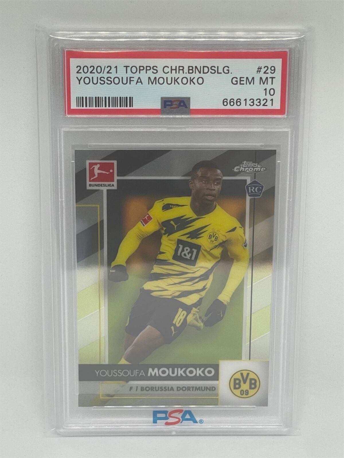 YOUSSOUFA MOUKOKO 2020-21 TOPPS CHROME BUNDESLIGA #29 ROOKIE RC PSA 10 GEM MINT