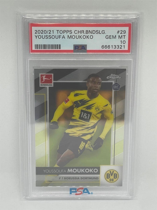 YOUSSOUFA MOUKOKO 2020-21 TOPPS CHROME BUNDESLIGA #29 ROOKIE RC PSA 10 GEM MINT