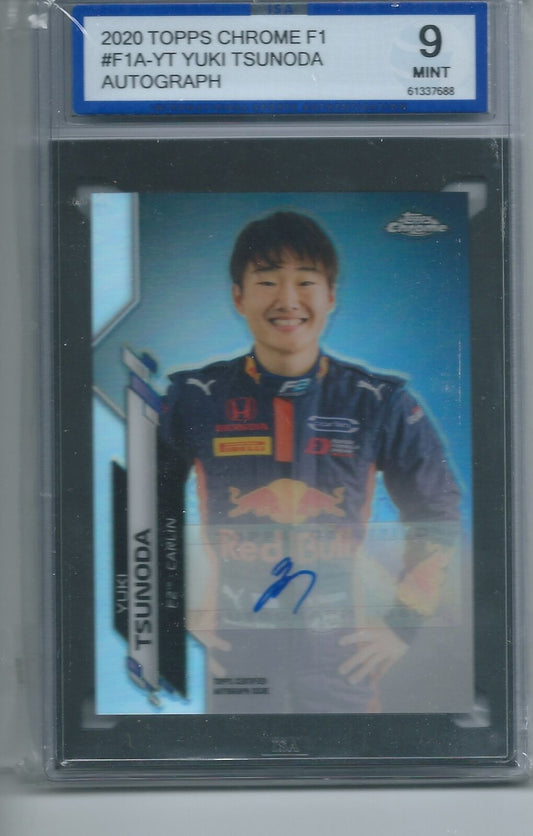YUKI TSUNODA 2020 TOPPS CHROME FORMULA 1 AUTO REFRACTOR #D /541 ISA 9 MINT