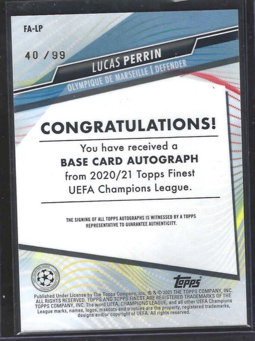 LUCAS PERRIN 2020-21 TOPPS FINEST GREEN REFRACTOR ROOKIE AUTO RC #D 40/99