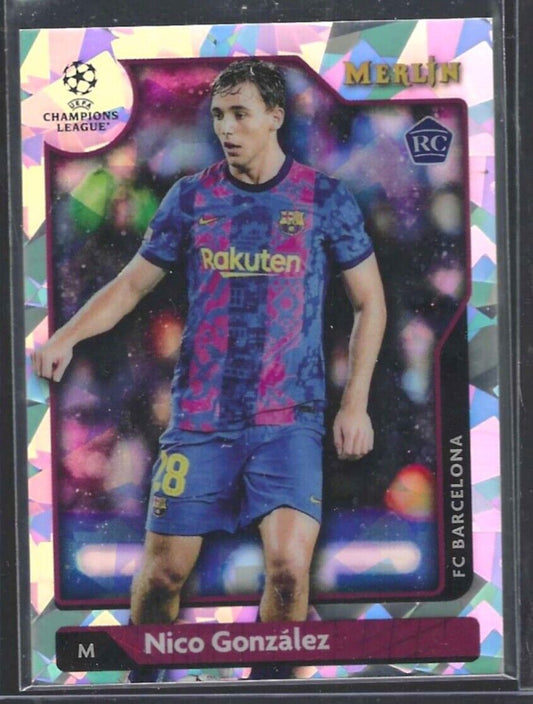 NICO GONZALEZ 2021-22 TOPPS MERLIN ATOMIC ICE REFRACTOR ROOKIE RC #D 082/250
