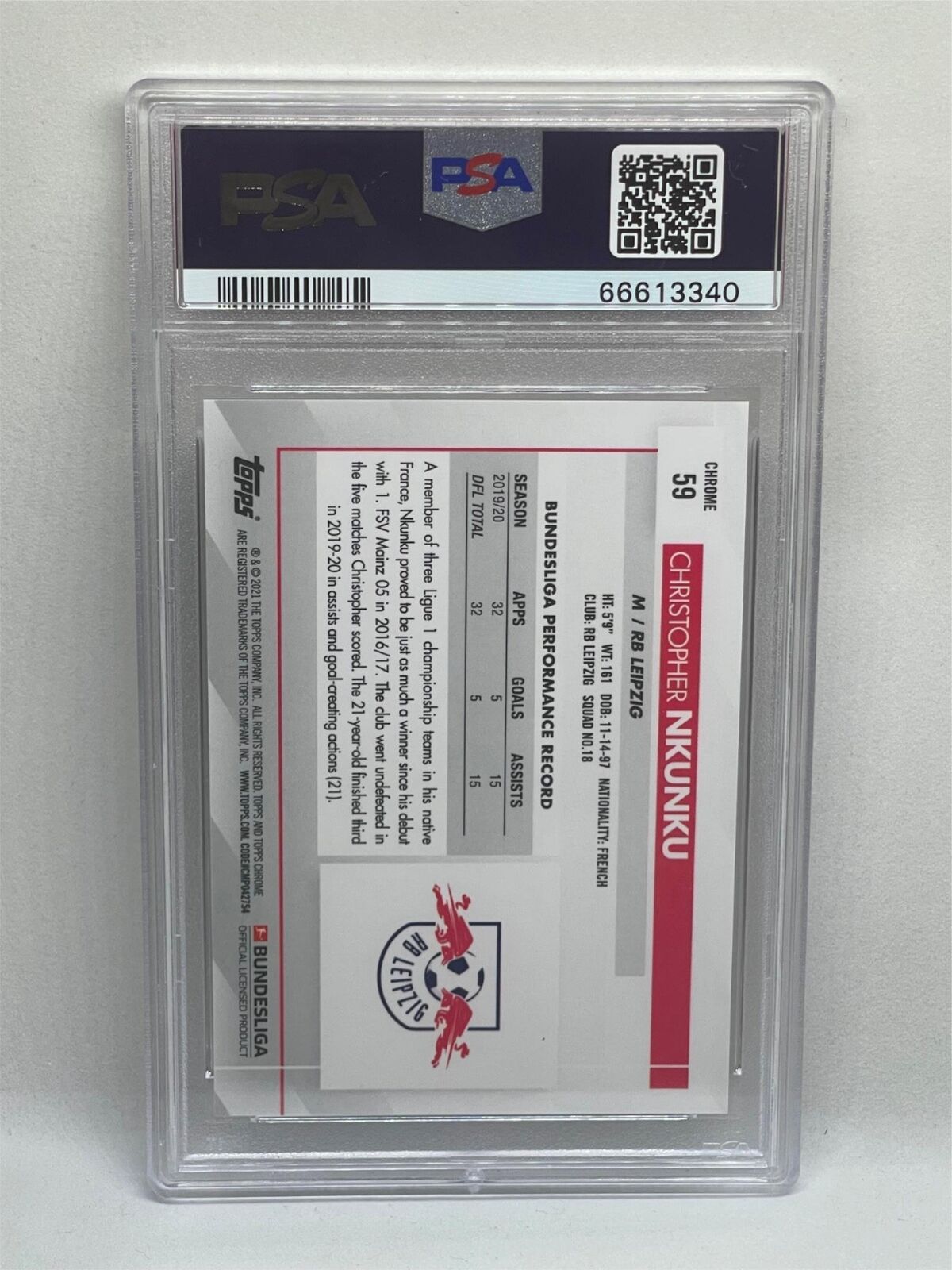 CHRISTOPHER NKUNKU 2020-21 TOPPS CHROME BUNDESLIGA #59 PSA 10 GEM MINT
