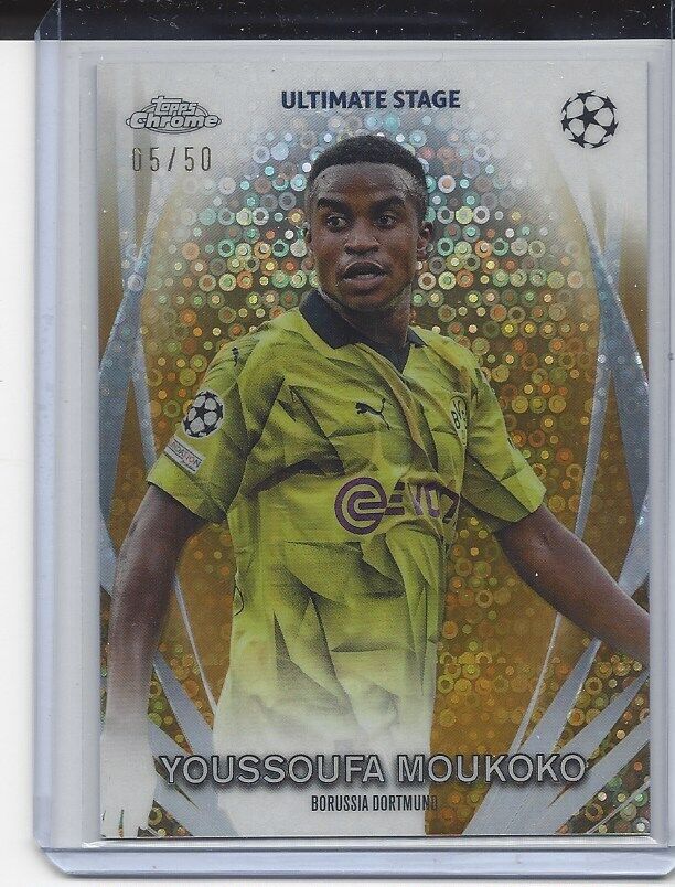 YOUSSOUFA MOUKOKO 2023-24 TOPPS CLUB COMP ULTIMATE STAGE GOLD REFRACTOR #D 5/50