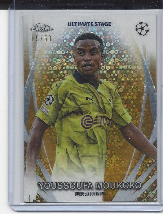 YOUSSOUFA MOUKOKO 2023-24 TOPPS CLUB COMP ULTIMATE STAGE GOLD REFRACTOR #D 5/50