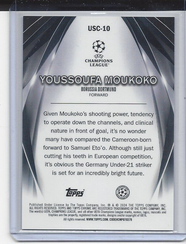 YOUSSOUFA MOUKOKO 2023-24 TOPPS CLUB COMP ULTIMATE STAGE GOLD REFRACTOR #D 5/50