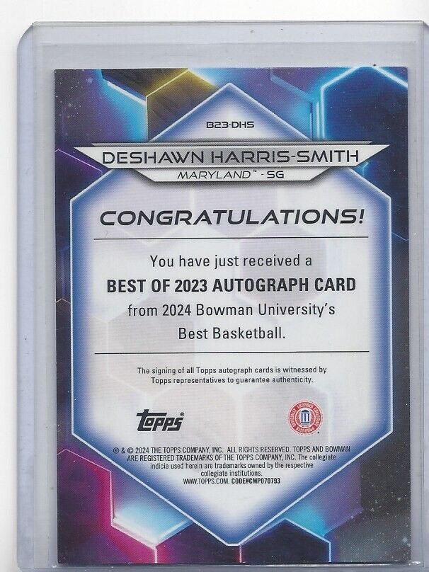 DESHAWN HARRIS-SMITH 2023 BOWMAN'S BEST UNIV GOLD GEOMETRIC REFRACTOR AUTO /50
