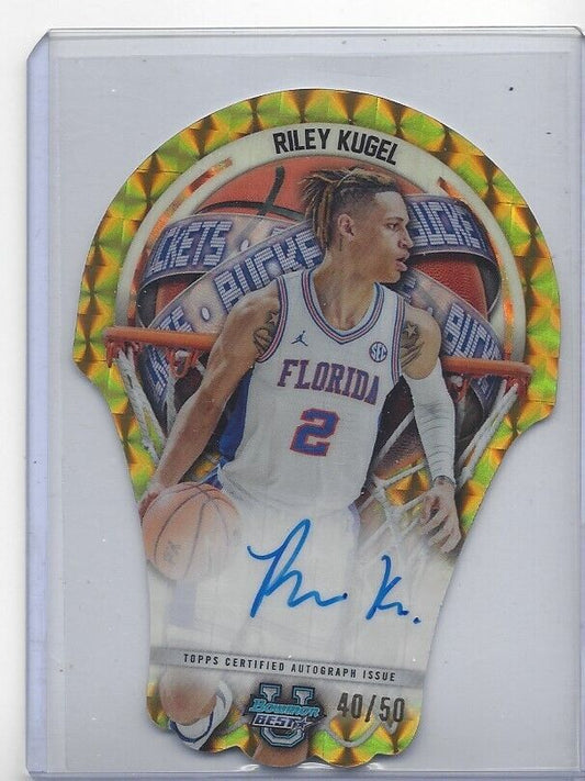 RILEY KUGEL 2023 BOWMANS BEST BUCKETS GOLD GEOMETRIC REFRACTOR ON CARD AUTO /50