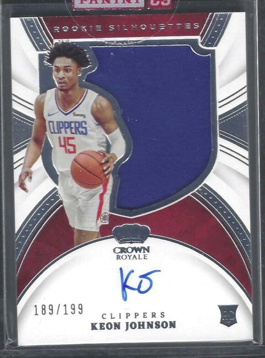 KEON JOHNSON 2021-22 PANINI CROWN ROYALE SILHOUETTE PATCH AUTO RC #D 189/199