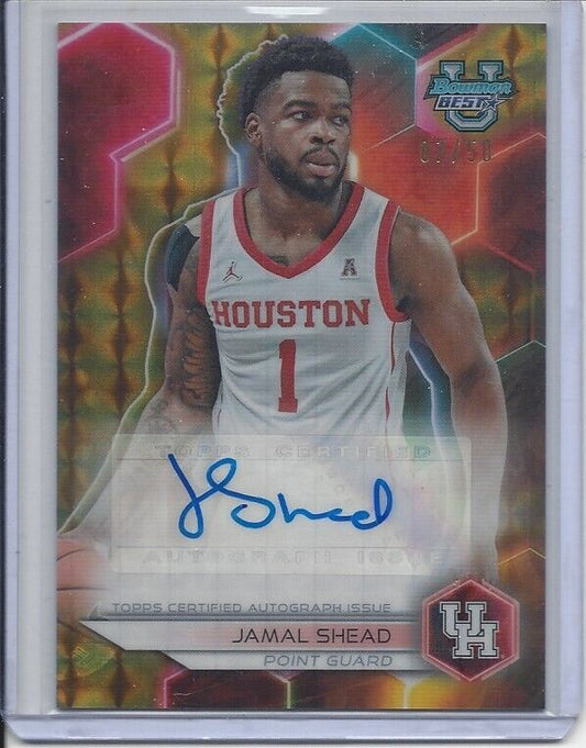 JAMAL SHEAD 2023 BOWMAN'S BEST UNIVERSITY GOLD GEOMETRIC REFRACTOR AUTO /50