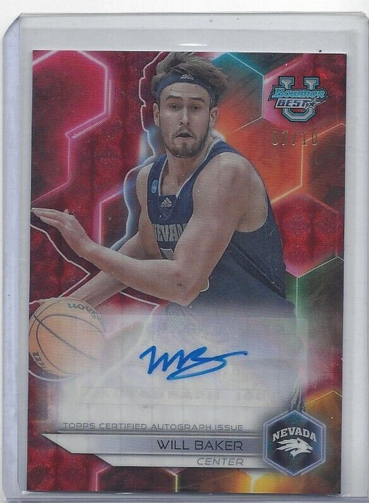 WILL BAKER 2023 BOWMANS BEST RED GEOMETRIC REFRACTOR AUTO #D 7/10