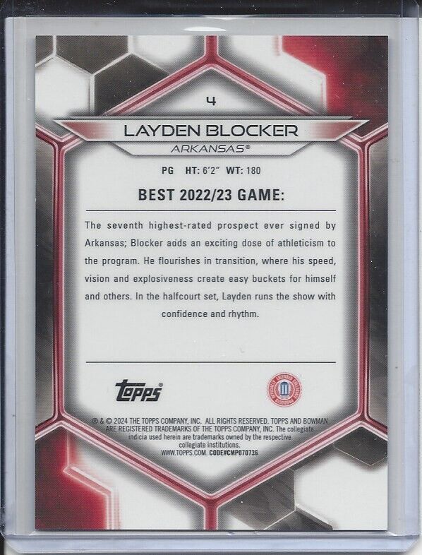 LAYDEN BLOCKER 2023 BOWMANS BEST RED LAVA ARKANSAS REFRACTOR #D 5/5