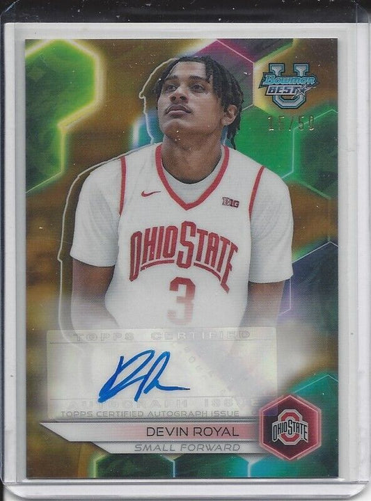 DEVIN ROYAL 2023 BOWMAN'S BEST UNIVERSITY GOLD REFRACTOR AUTO #D 15/50