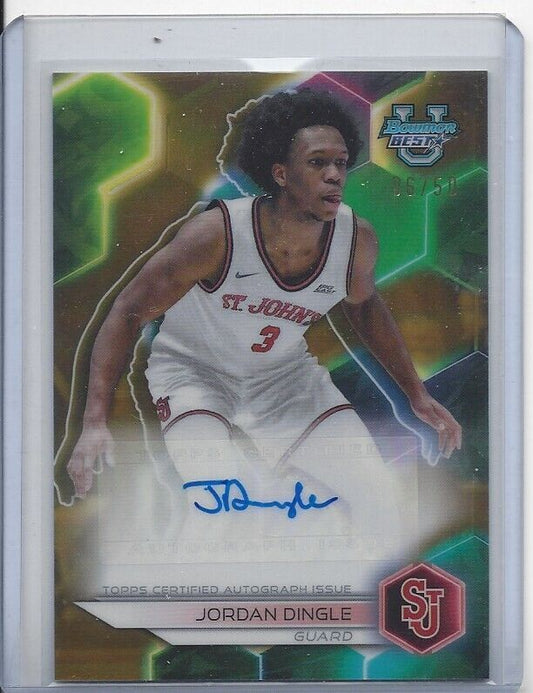 JORDAN DINGLE 2023 BOWMAN'S BEST UNIVERSITY GOLD REFRACTOR AUTO #D 6/50