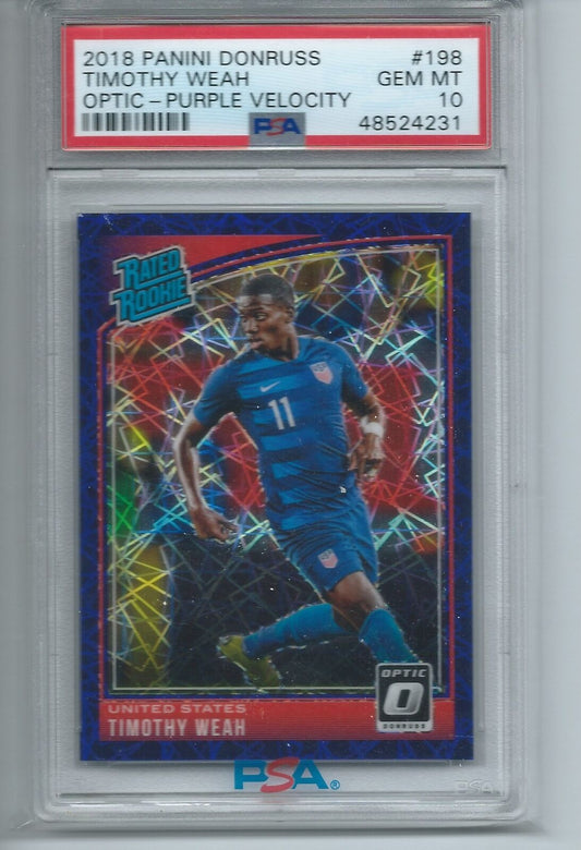 TIMOTHY WEAH 2018-19 DONRUSS OPTIC RATED ROOKIE PURPLE VELOCITY RC /125 PSA 10