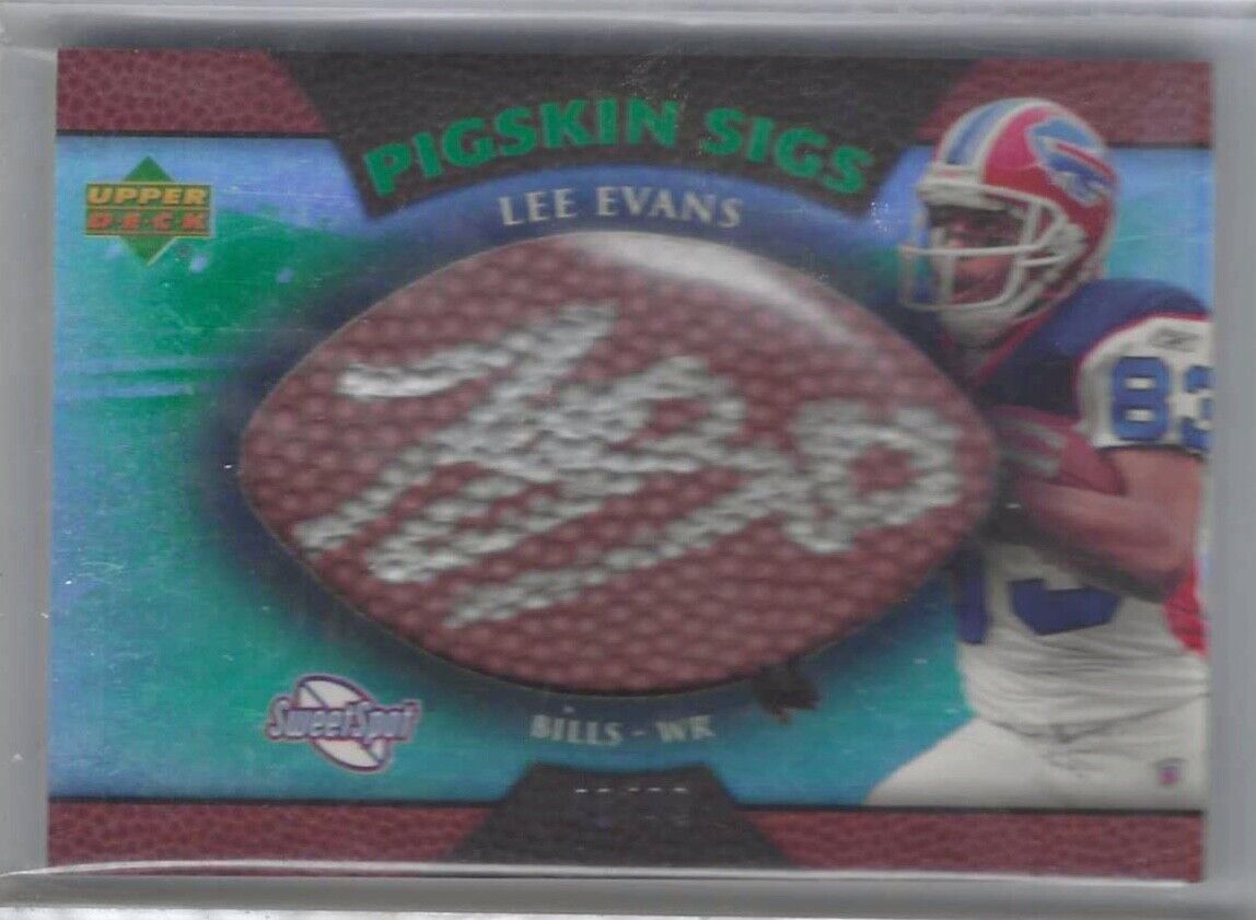 LEE EVANS 2007 UPPER DECK PIGSKIN SIGS FOOTBALL SIGNATURES AUTO #D 48/99