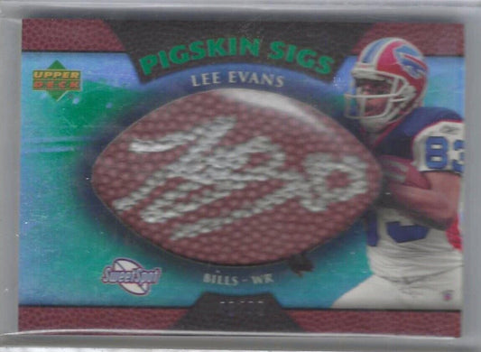 LEE EVANS 2007 UPPER DECK PIGSKIN SIGS FOOTBALL SIGNATURES AUTO #D 48/99