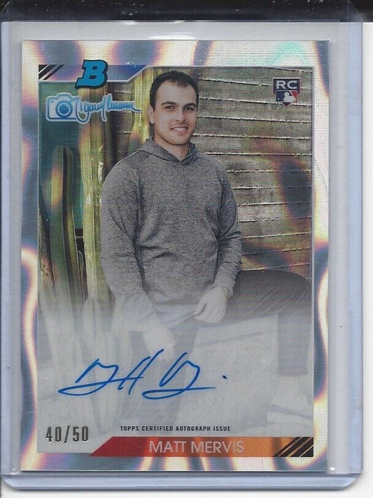 MATT MERVIS 2023 BOWMAN CHROME 92 BOWMAN RANDY JOHNSON ON CARD AUTO RC #D 40/50