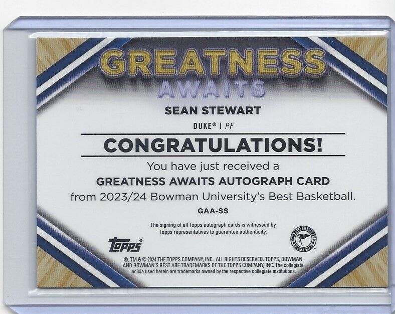 SEAN STEWART 2023 BOWMAN'S BEST U GREATNESS ORANGE GEOMETRIC REFRACTOR AUTO /25