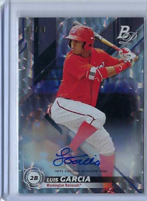 LUIS GARCIA 2019 TOPPS BOWMAN PLATINUM SILVER ICE PROSPECT AUTO #D 11/50