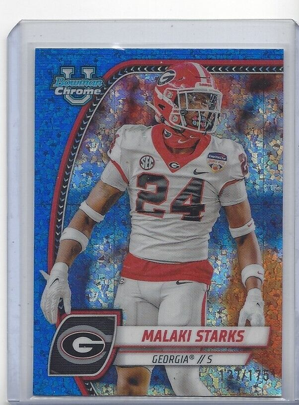 MALAKI STARKS 2024 BOWMAN CHROME UNIVERSITY BLUE MINI DIAMOND REFRACTOR #D /175