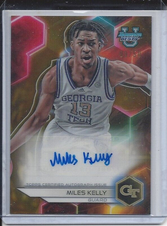 MILES KELLY 2023 BOWMAN'S BEST UNIVERSITY GOLD REFRACTOR AUTO #D 9/50