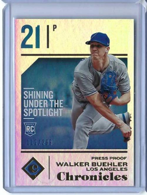 WALKER BUEHELER 2018 PANINI CHRONICLES SHINING UNDER THE SPOTLIGHT RC #D 112/299