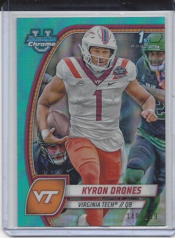 KYRON DRONES 20224 BOWMAN CHROME UNIVERSITY 1ST AQUA REFRACTOR /299