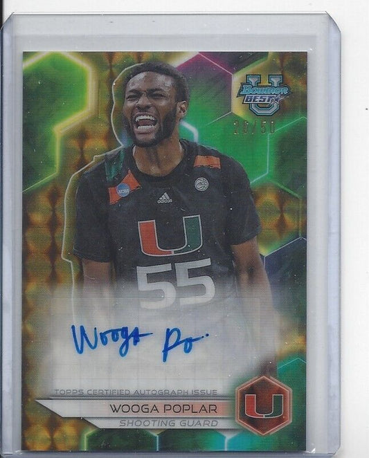 WOOGA POPLAR 2023 BOWMAN'S BEST UNIVERSITY GOLD GEOMETRIC REFRACTOR AUTO #D /50