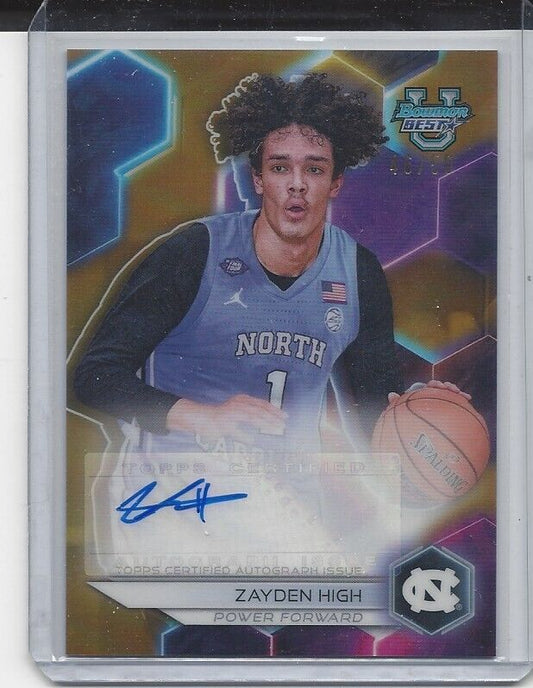 ZAYDEN HIGH 2023 BOWMAN'S BEST UNIVERSITY GOLD REFRACTOR AUTO #D 46/50