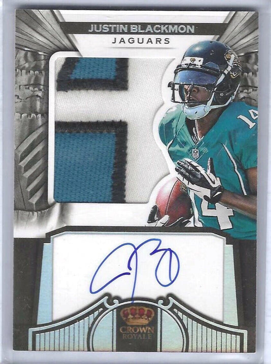 JUSTIN BLACKMON 2012 CROWN ROYALE SILHOUETTE JUMBO PATCH AUTO RC #D 29/149