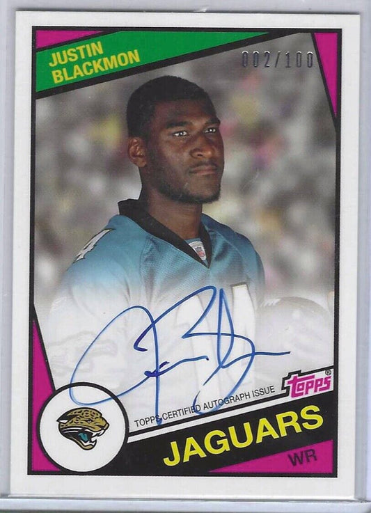 JUSTIN BLACKMON 2012 TOPPS 1986 RETRO ROOKIE ON CARD AUTO RC #D 2/100