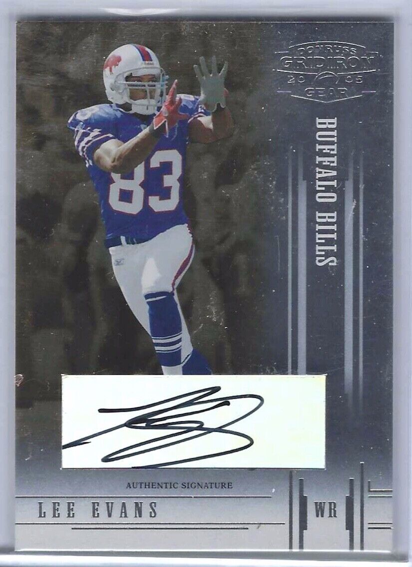 LEE EVANS 2005 DONRUSS PLAYOFF GRIDIRON GEAR SILVER AUTO #D 17/62