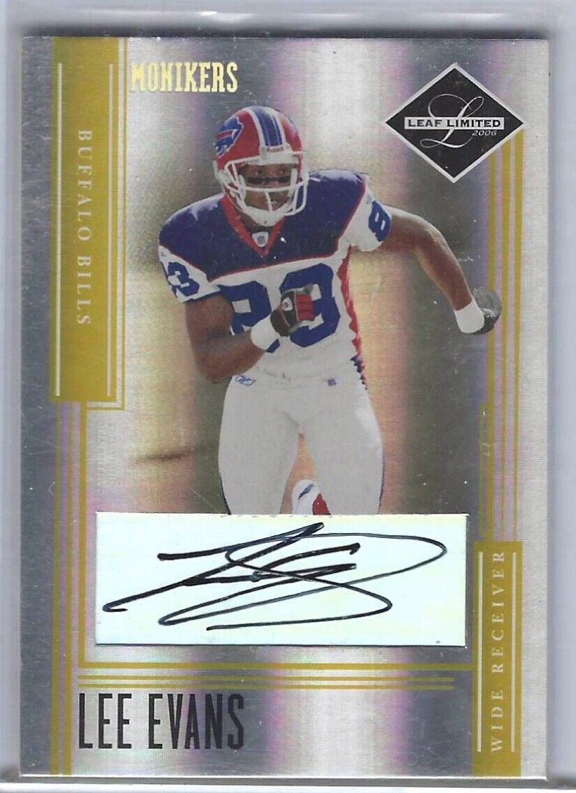 LEE EVANS 2006 DONRUSS PLAYOFF LEAF LIMITED JERSEY NUMBER AUTO #D 77/83