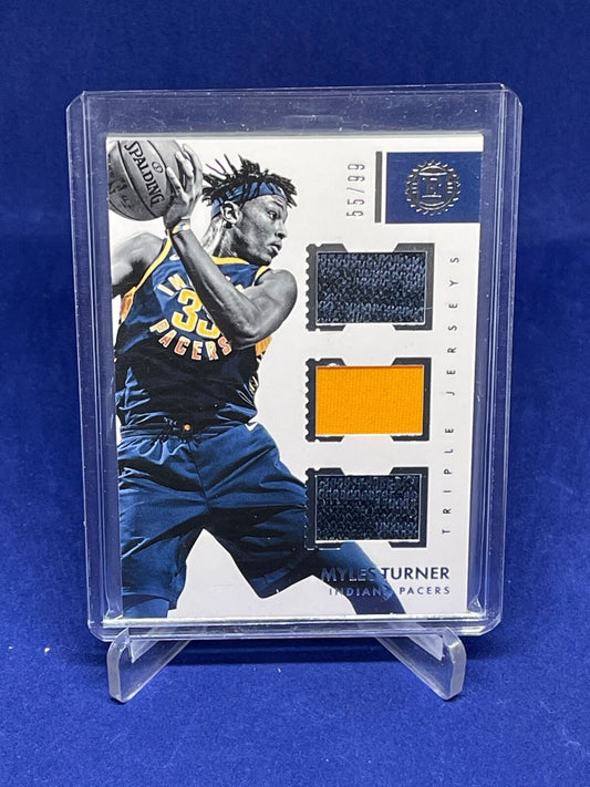 MYLES TURNER 2017-18 PANINI ENCASED TRIPLE JERSEY #D 55/99