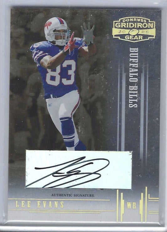 LEE EVANS 2005 DONRUSS PLAYOFF GRIDIRON GEAR SILVER AUTO #D 13/25
