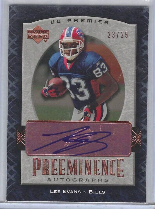 LEE EVANS 2007 UPPER DECK UD PREMIER FOOTBALL PREEMINENCE AUTO #D 23/25