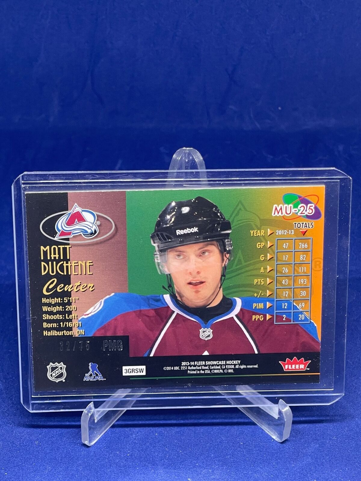 MATT DUCHENE 2013-14 FLEER SHOWCASE METAL UNIVERSE PRECIOUS METAL GEMS RED /75