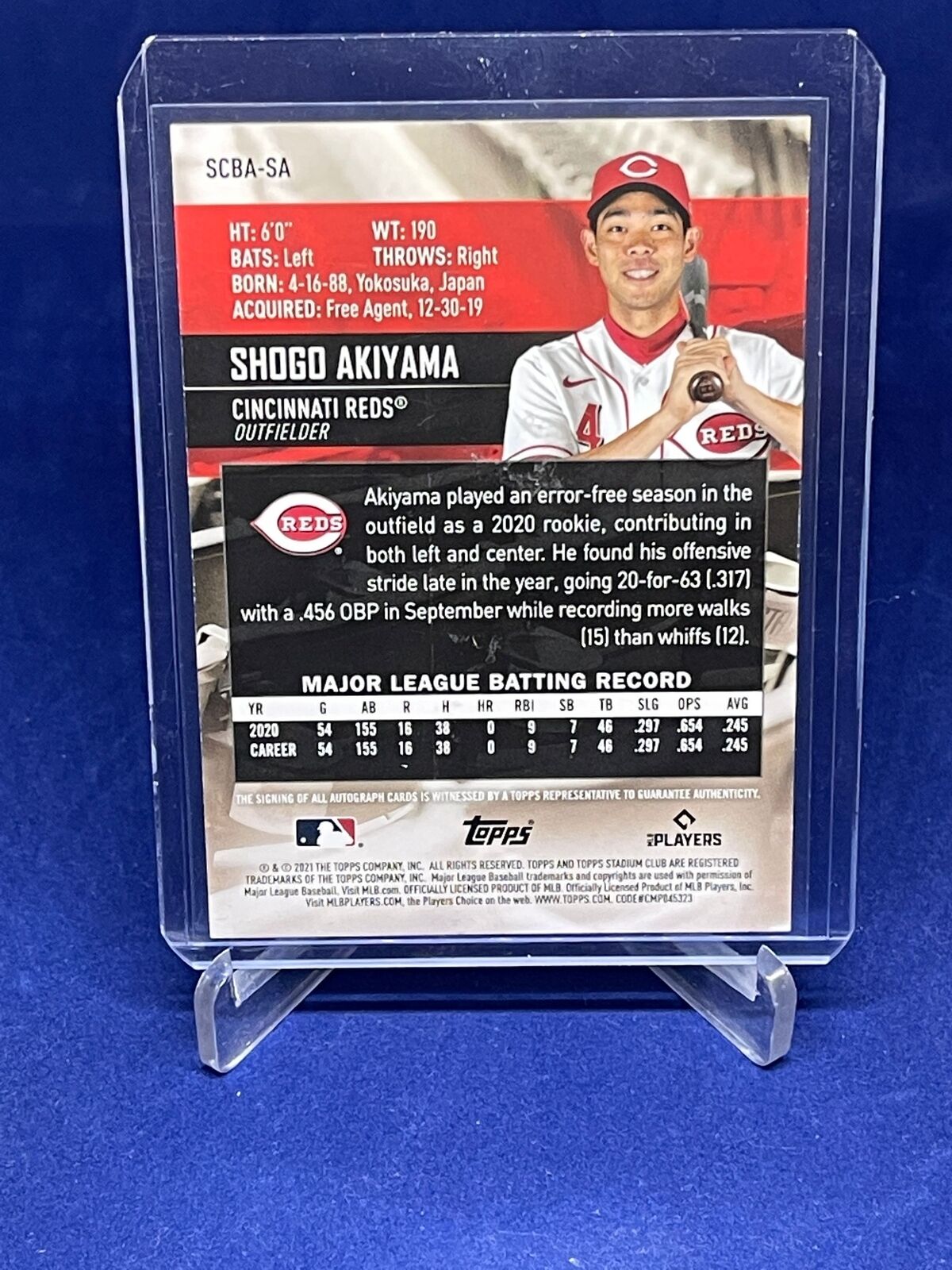 SHOGO AKIYAMA 2021 STADIUM CLUB ON CARD AUTO