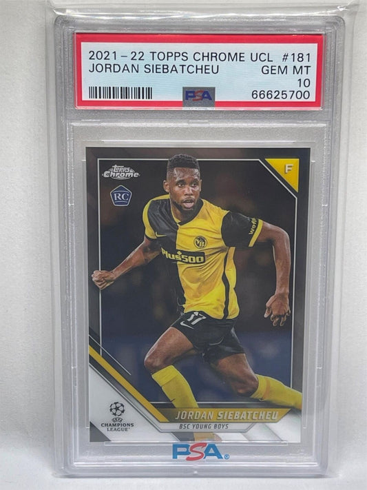 JORDAN SIEBATCHEU 2021-22 TOPPS CHROME UCL #181 ROOKIE RC PSA 10 GEM MINT POP 2
