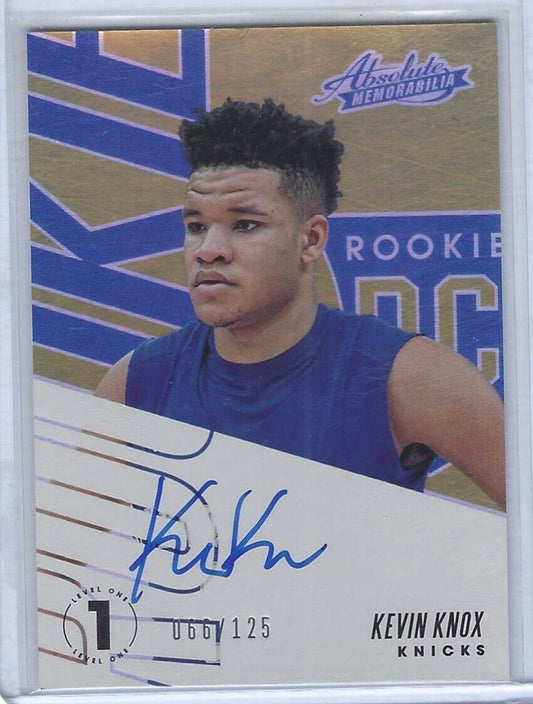 KEVIN KNOX 2018-19 PANINI ABSOLUTE LEVEL ONE SILVER FOIL ROOKIE AUTO RC #D /125