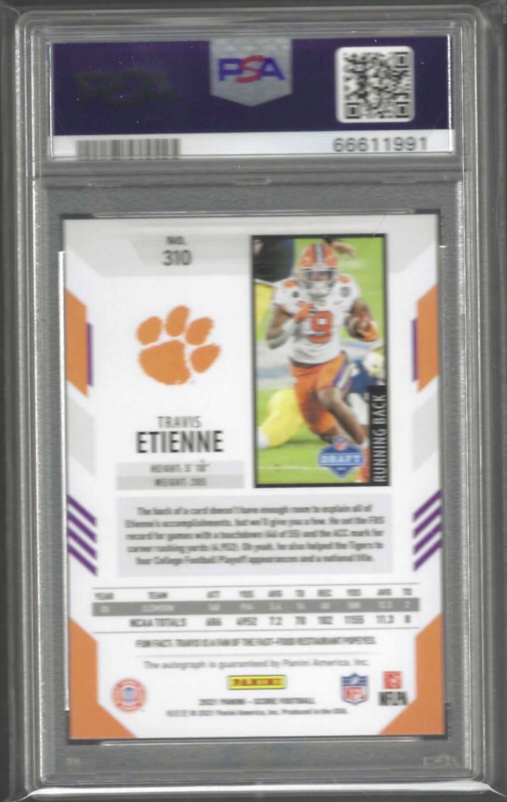 TRAVIS ETIENNE 2021 SCORE ARTIST'S PROOF BLUE ROOKIE AUTO RC /35 PSA 9 POP 1/1