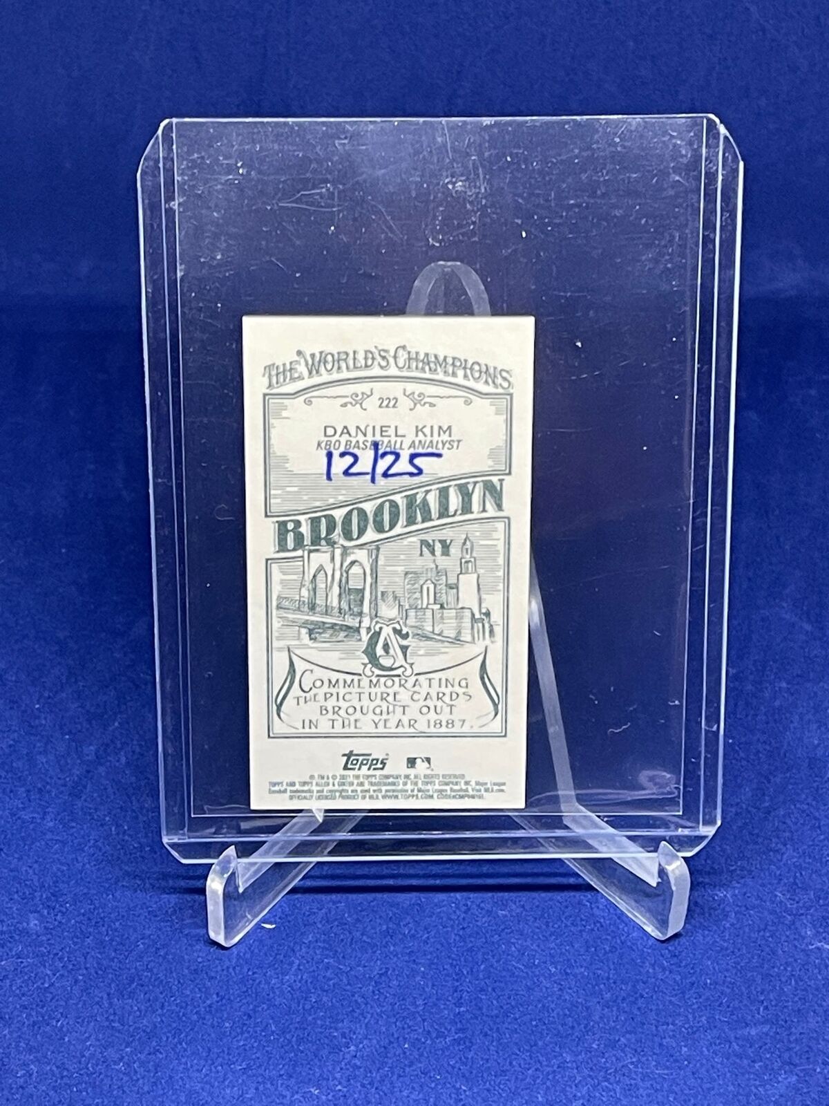 DANIEL KIM 2021 TOPPS ALLEN AND GINTER MINI BROOKLYN BACK HAND #D 12/25
