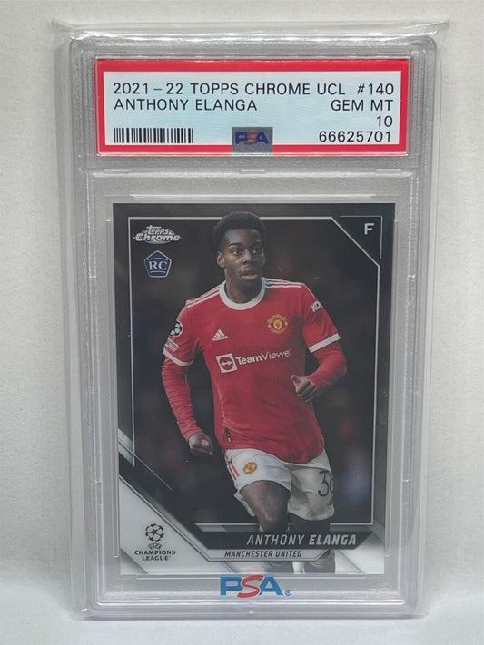 ANTHONY ELANGA 2021-22 TOPPS CHROME UCL #140 ROOKIE RC PSA 10 GEM MINT