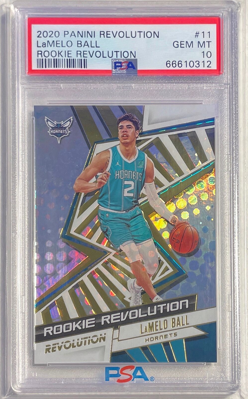 LAMELO BALL 2020-21 PANINI REVOLUTION ROOKIE REVOLUTION RC #11 PSA 10 GEM POP 58