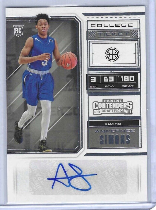 ANFERNEE SIMONS 2018-19 PANINI CONTENDERS DP COLLEGE TICKET AUTO RC #125